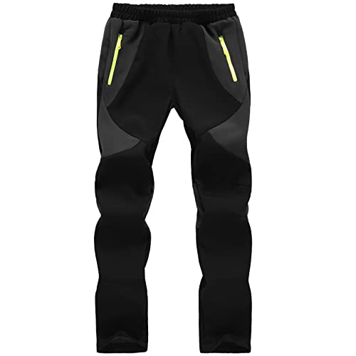 Kids Boys Girls Hiking Snow Ski Pants Waterproof Winter Warm Elastic Waist Pants Fleece Lined with Zipper Pockets