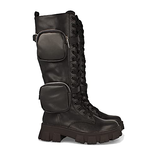 Botas planas con cordones negras.mujer 【√ Ver Aquí】 Botasdemujer.com.es
