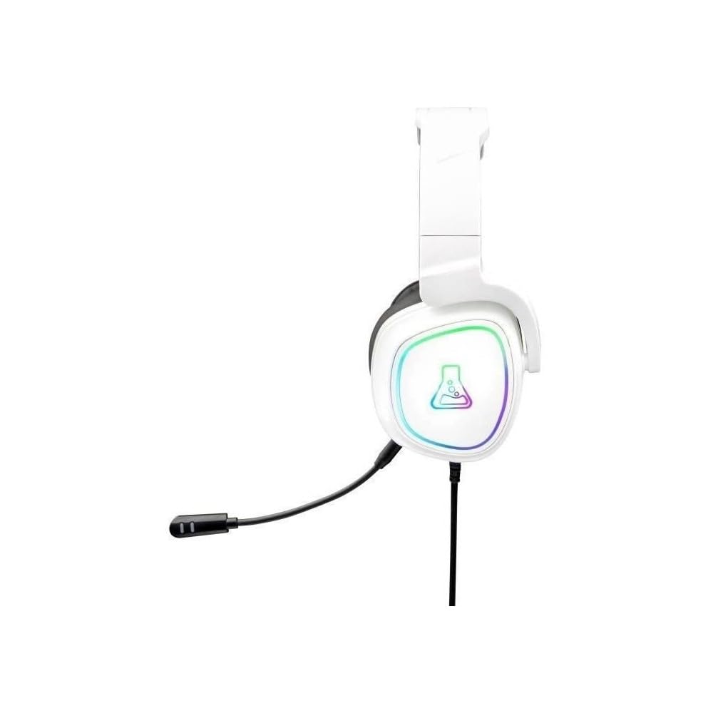 The G-Lab Korp Radium - Casque Gaming Filaire Jack 3.5mm LED Blanc | Filaire Jack 3.5mm, Son Stéréo, Fortes Basses, Micro Détachable, LED, Blanc, Compatible PC/PS4/PS5/Xbox/Switch