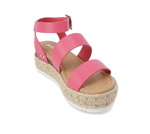 Image of Soda Topic Open Toe Buckle Ankle Strap Espadrilles Flatform Wedge Casual Sandal