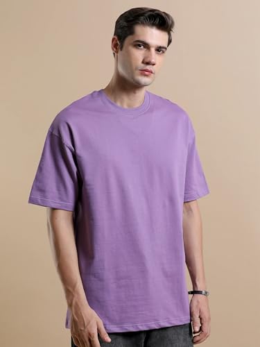 Image of Men's 240 GSM Cotton Oversized Tee - Heavyweight Bio-Washed Fabric | Premium Street Style | Super Soft, Thick & Breathable T-Shirt