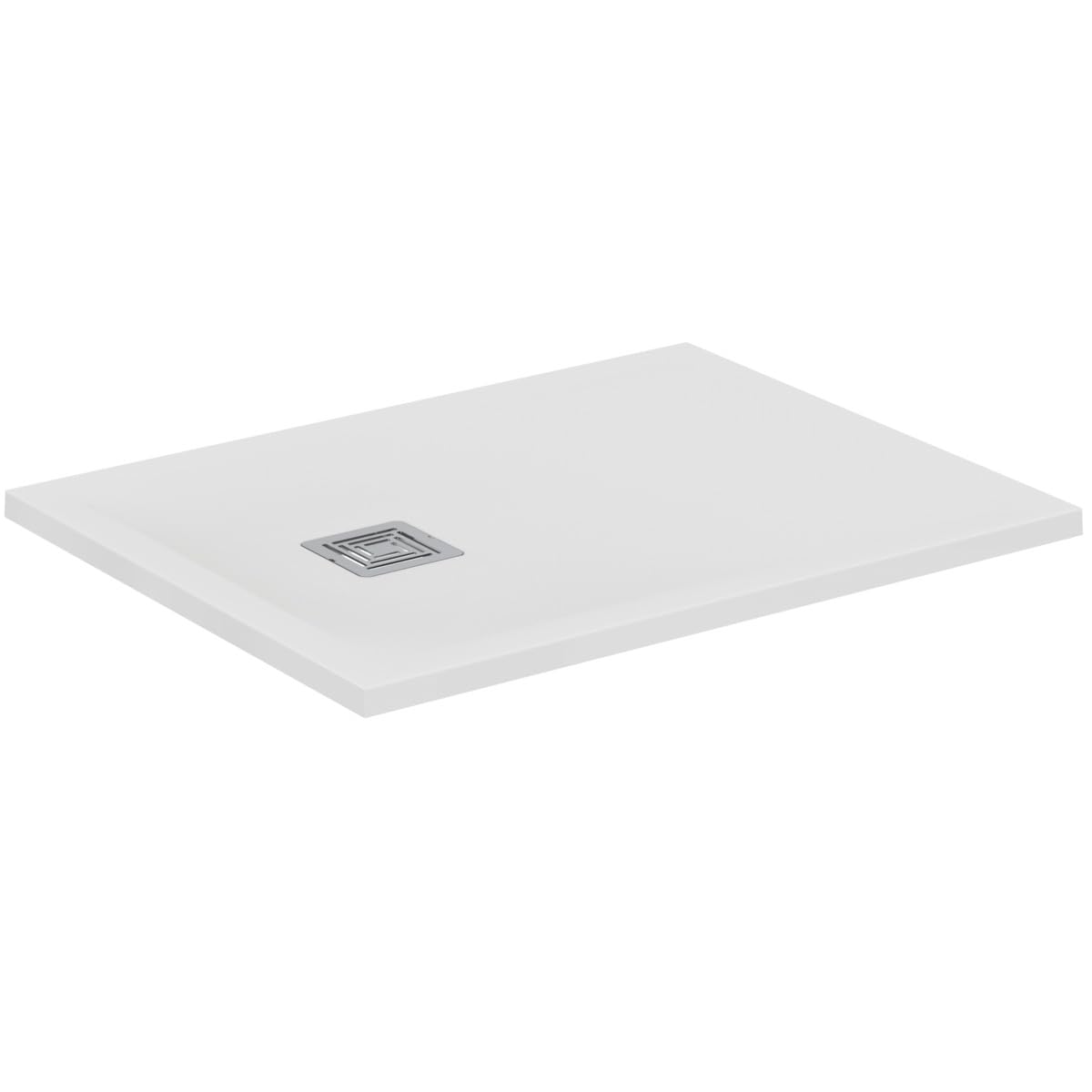 Ideal Standard - Ultra Flat S+, Plato de ducha rectangular ultrafino de resina efecto piedra, 90 x 70 cm, Ideal Solid, desagüe lado corto, blanco
