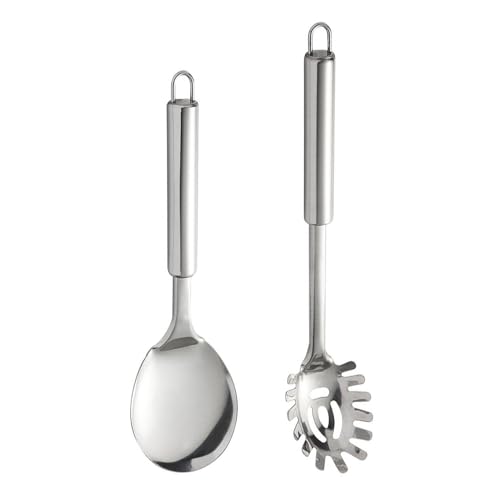 1 Noodle Spoon and 1 Rice Spoon, Stainless Steel Kitchenware, Cooking Utensils, Kitchen Supplies, Household Kitchenware