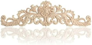 DAZZLEEX Wooden Carved Applique Diy Decor Furniture Unpainted Mouldings European Decals Solid Wood Long Flower Pieces Home Decoration Carving Accessories