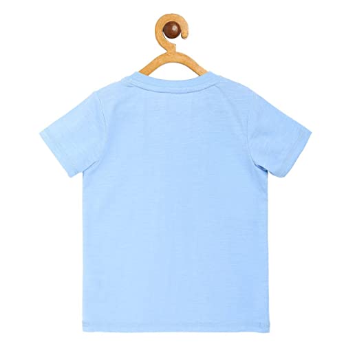Image of miniklub Boys Blue Printed Organic Cotton T-Shirt