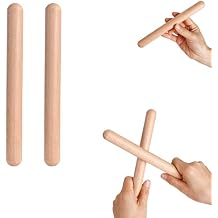 1 Pair 8 Inch Classical Wood Claves Musical Percussion Instrument, Natural Hardwood Rhythm Sticks 1 Pair FBA