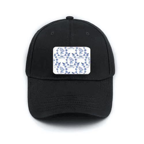 Casquette de baseball noire réglable coton visière courbée symbole blanc bleu