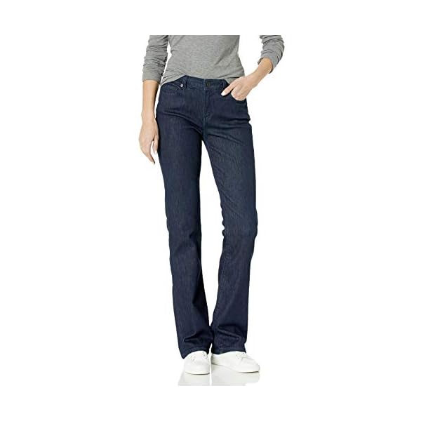 Amazon Essentials Women's Mid-Rise Slim Bootcut Jean, Rinsed, 16 Long