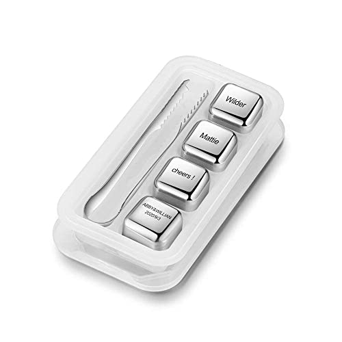 Jewelora Piedras de whisky personalizadas con piedras grabadas cubitos de hielo reutilizables para bebidas whisky escocés vino ginebra refrigeración regalos para hombres padre (1SET)