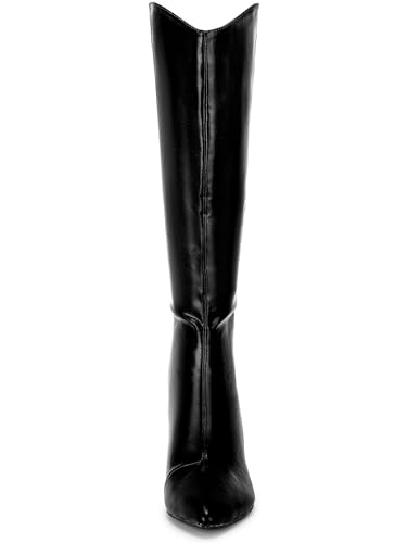 Allegra K Allegra K Women's Pointed Toe Stiletto Heel Black Knee High Boots 7 M US