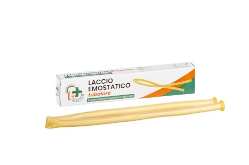 FARVISAN Laccio Emostatico Tubolare in Lattice, Dispositivo Medico per Prelievi Venosi e Compressione, Atossico con Bordino, per Braccio e Coscia, Confezione da 10 Pezzi