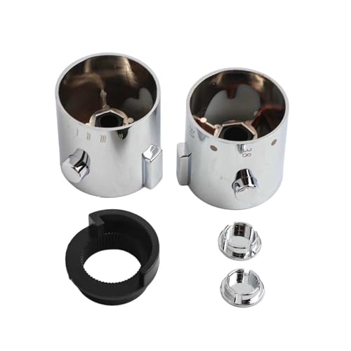 Lawnoval Shower Temperature Control Handle Knobs Pair Chrome ABS Plastic Replacement for SMA Thermostatic Bath Mixer or Torpedo Bar Shower Valve with White Temperature Markings