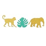 Gadpiparty 100 Piezas Confeti De Fiesta Tropical Confeti De Mesa De Animales De La Selva Confeti De Animales Confeti De Hojas Tropicales Centros De Mesa Wild One Hawai Bebé Salvaje