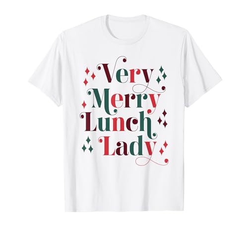 Retro Mid Century Modern Christmas Very Merry Lunch Lady T-Shirt