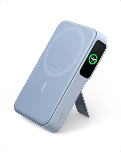 Anker MagGo Power Bank, certyfikat Qi2, przenośna ładowarka 15 W kompatybilna z MagSafe, 10 000 mAh, inteligentny wyświetlacz, składana podstawka, do iPhone 16/15/14/13