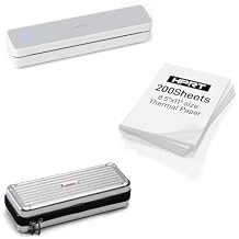 HPRT Portable Printer White& 200 Sheets Thermal Paper& Printer Case