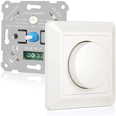 VIPMOON 220-240V 5-200W Push-On/Off obrotowy ściemniacz LED EU-200P do ściemnianych LED/żarówek/lamp energooszczędnych/Lampy halogenowe.