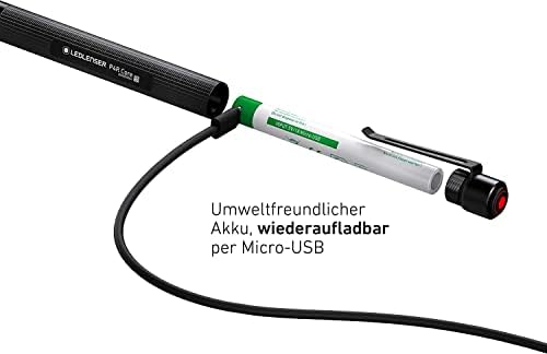Ledlenser P4R Core - LED Water Resistant Professional Rechargeable Pen Torch, 200 Lumens Pocket Torch, LED Pen Torch, Powerful Inspection Torch, Work Light, Up to 25 Hours Working Time