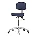 Thomas VMBST-CR-T1-NF-CC-c8540 Medium Bench Height Stool with Back and Chrome Base, with Tilt, No Foot Ring, Chrome Caster, Black