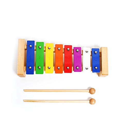 Professional Classic Wooden Glockenspiel Xylophone with 8 Metal Keys for Adults & Kids - Includes 2 Wooden Beaters - Thumbnail 6