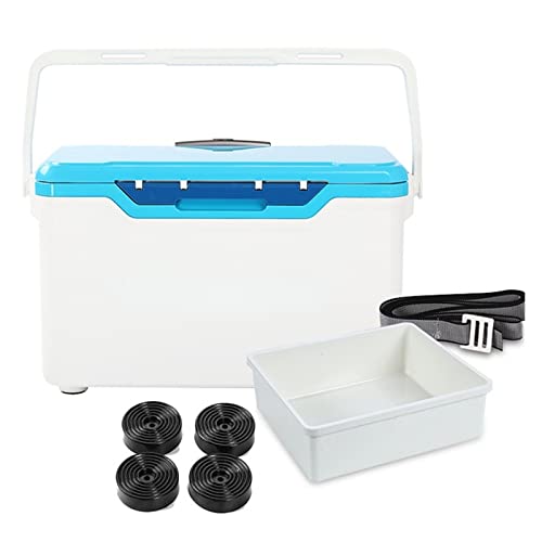 Samnuerly Schrank mit Zugstangenrädern, wettbewerbsfähige Aufbewahrungsbox, isolierter Kühler, 32 l, multifunktionale Angelausrüstungsbox (Set 1, Blauer Rand)