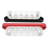 Stromverteilerblock batterie verteiler M8-Anschlussbolzen-Sammelschiene 12 V-48 V batterie verteiler 2 Stück, 6 X 5/16 Zoll, Runde Eckbasis, 150 A, für Auto und Terminales