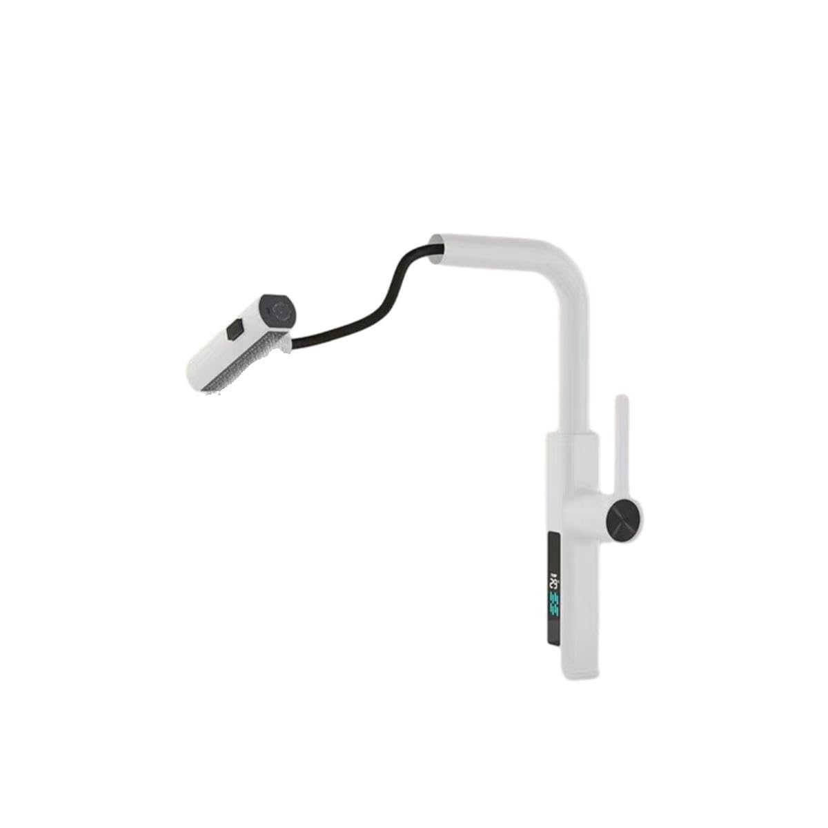 FCXWEVR Pull Out Kitchen Sink Faucet 3 Spray Modes Copper Finish Multicolor with Intelligent Digital Display Versatile Mixer for Modern Kitchens