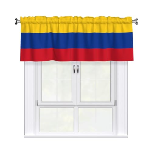 WSSYYBF Vorhang mit Flagge von Kolumbien, 137,2 x 45,7 cm. Vollbreite bedruckte Pfirsichhaut-Samtvorhänge/Volants. Zarte Lichtfilterung, Heimdekoration.