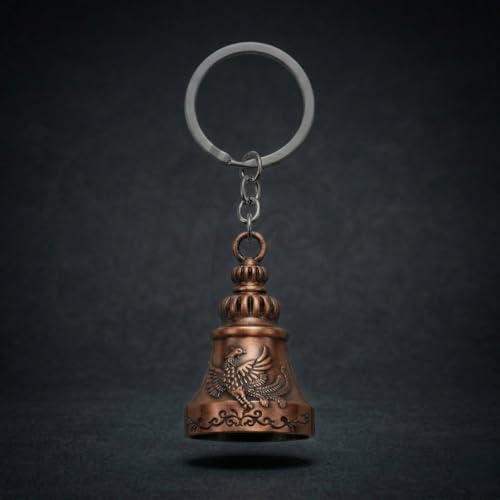 Image of OTTAVO Guardian Bell Keychain, Oxidized Copper, Tibetan Style, 5 cm Height, Good Luck Charm