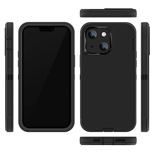 Image of Sansunto for iPhone 13 & 15 Case, for iPhone 14 Protective Case, 3 Layer Heavy Duty Shockproof Silicone Rubber Cover, Rugged Hybrid Durable Case for iPhone 13 /14 /15 6.1 Inch (Black)