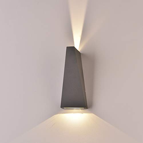 CGC Indoor Outdoor Grey Up & Down Angular LED Wall Light 3000K Warm White Colour Temperature Garden Patio Porch Post House