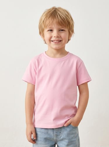 Image of Kids T Shirt Short Sleeve Crewneck Tee for Toddler Boys and Girls Cotton Basic Summer Top 2-6 Years