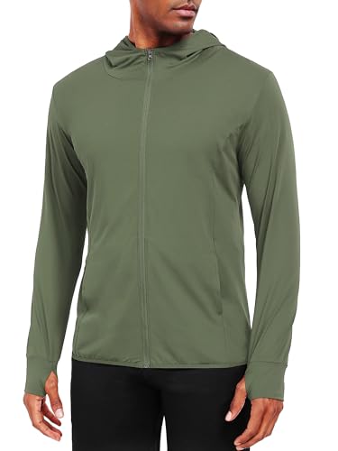 Image of NELEUS Men's Workout Fishing Shirts UPF 50+ Light Jacket Full Zip Sun Protection Long Sleeve Hoodie for Men Hiking
