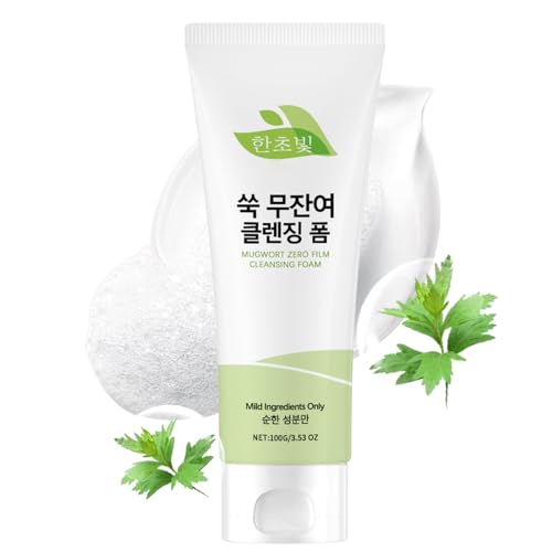 Mugwort Zero Film Cleansing Foam - Mugwort Gel Cleanser Face Cleansing Korean Skincare - Cleansing Milk Face for All Skin Types - Deep Pore Cleansing, Soothing Mugwort Face Cleanser