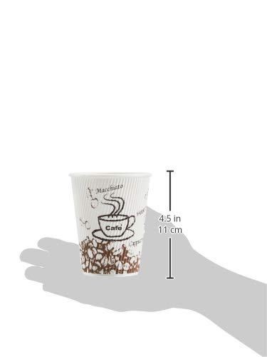 Amazon Basics Insulated Ripple Wall Hot Cup, Café Design, 12 oz, 120-Count