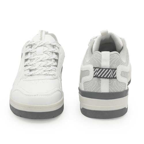 Image of Red Tape Women Sneakers Grey Pu Round Toe Lace-Up Comfort Grip