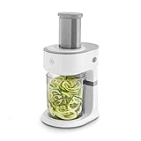 Spiraleur et coupe-légumes électrique 2 en 1 de 120 watt avec un récipient collecteur de 1,3 litre TRITAN, sans BPA, 4 puissants accessoires de coupe interchangeables