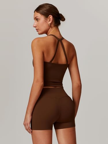 Women's Yoga Outfits Backless Strappy Sports Bra and High waisted hip-lifting shorts Matching workout set3