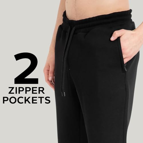 NetSetUK Joggers for Men UK Tracksuit Jogging Bottoms Men’s Fleece Joggers Open-Hem Sweatpants with Pockets Drawstring Trousers Gym Workout Charcoal - Image 4