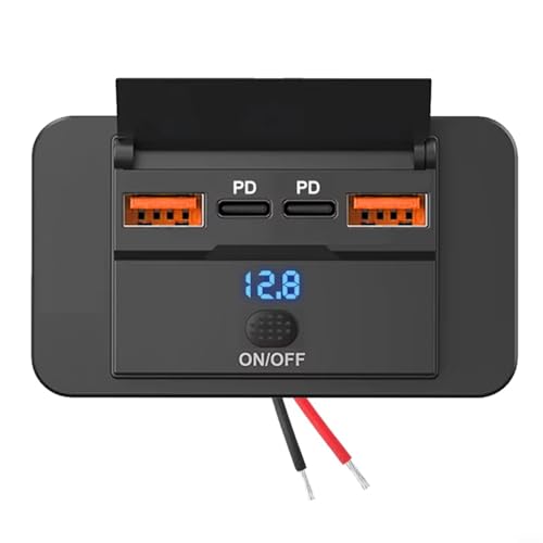 GANCEI Salida USB de coche de 4 puertos 12V-24V con doble PD3.0 USB-C 36W y USB-A dual para carga rápida, adaptador de enchufe de cargador de montaje