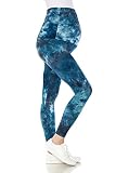 Leggings Depot Women's Maternity Leggings Over The Belly Tie Dye Printed Pregnancy Yoga Tights-S775 (Steel Tie Dye, X-Large)
