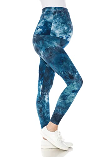 Leggings Depot Women's Maternity Leggings Over The Belly Tie Dye Printed Pregnancy Yoga Tights-S775 (Steel Tie Dye, X-Large)