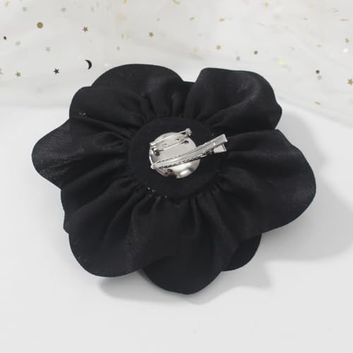 Image of 6.3 inch Large Flower Rose Brooch Pins for Women Fashion | Elegant Black Rose Hair Clip Large Flower Brooches for Women, Floral Clips & Lapel Brooch Pin for Dresses, Must Have in Fashion Dress Accessories