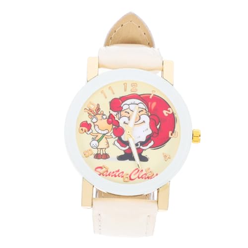 SEWACC シーシー聖誕老人デザイン レディース メンズ兼用 クオーツ腕時計 革ベルト ファッション 用 ホワイトカラー キッズにも適したカートゥーン柄