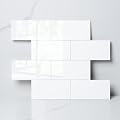 Colamo Luxury 10 Sheet Peel and Stick Backsplash,12”x12”Pure White Subway Tile for Kitchen Wall,Self Adhesive Glossy Faux Marble Tile,Stick on Accent Wall Backsplash Tile for Living Room, Bedroom,RV