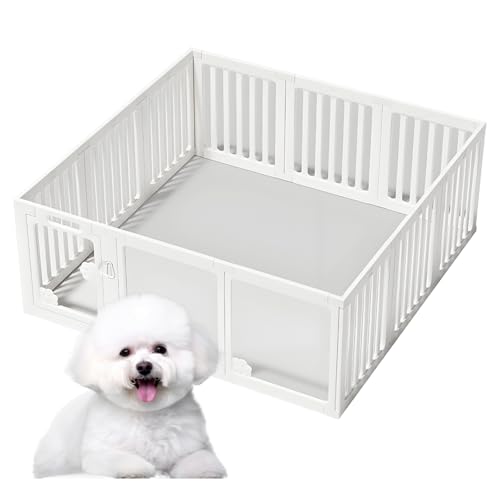 WYTTDBD犬 ケージ 犬 ゲージ 高さ 60/75cm 小中大型犬用 犬ゲージ ペットケージ 犬サークル バックルデザイン ペットサークル 室内 トイレトレーニング出来る 仕切 組立簡単 掃除しやすい (ホワイト) B-150x150x60cm
