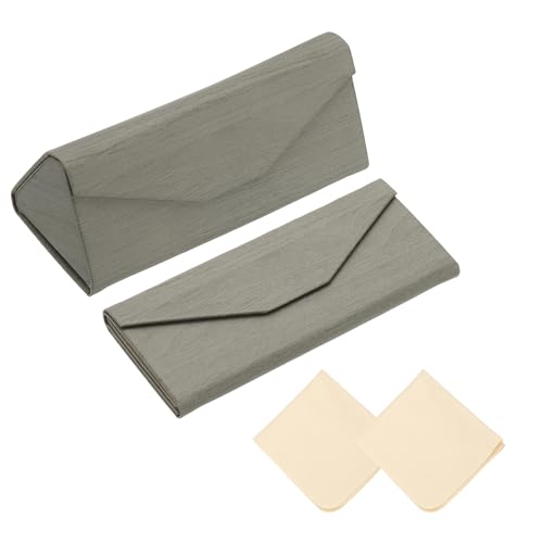 Image of PATIKIL Foldable Glasses Case, Triangle Magnetic Sunglasses Organizer Case PU Leather Eyeglass Case with Cloth for Glasses
