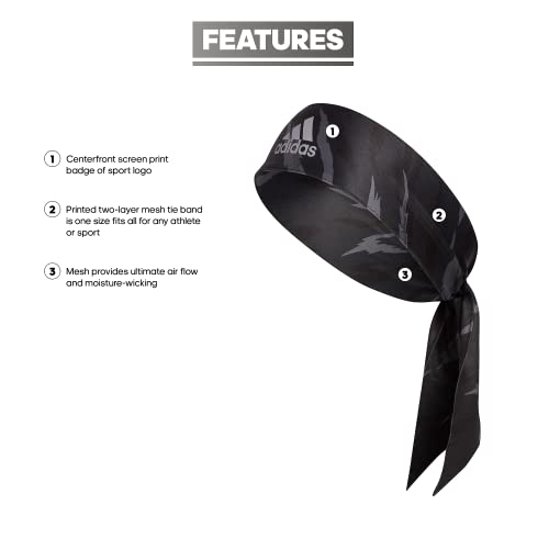 Image of adidas Alphaskin Tie Headband, Core Tiger AOP Black /Grey, One Size