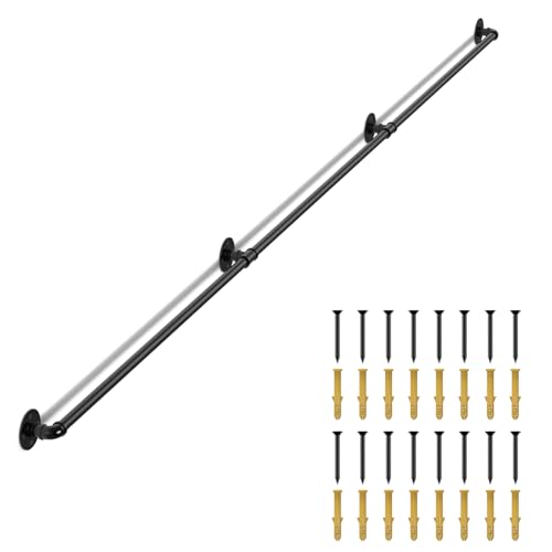 Image of LIANTRAL 3M Stair Handrail for Indoor and Outdoor, Non-Slip Wrought Iron Banister with Industrial Design, Heavy Duty Safety Wall Mounted Banister Handrails for Elderly, Kids, Disabled