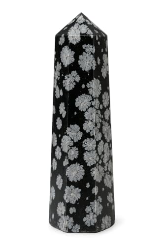 Image of Certified Snowflake Obsidian Crystal Tower Obelisk Point for Chakra, Healing and Balancing - AAA Grade Original Certified Gemstone Agate for Reiki Meditation Yoga Spiritual (2-3 Inches)